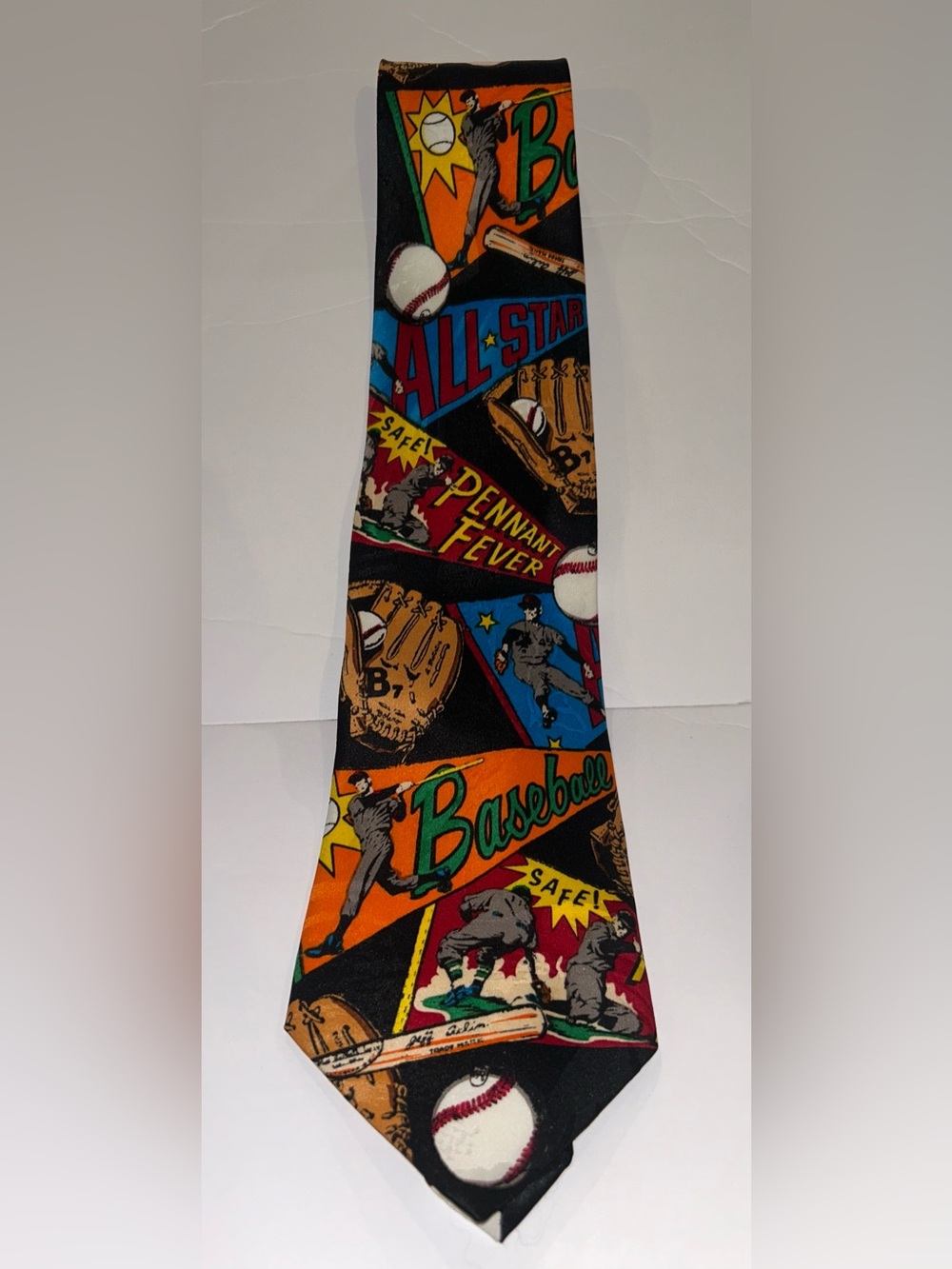 VTG Surrey Baseball MLB Necktie Pennant Comic Book